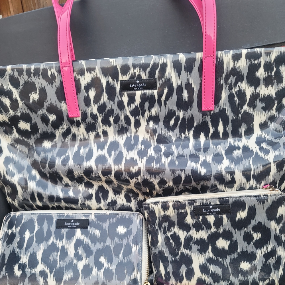 Kate Spade Leopard Print Tote Bag with Pink Handles